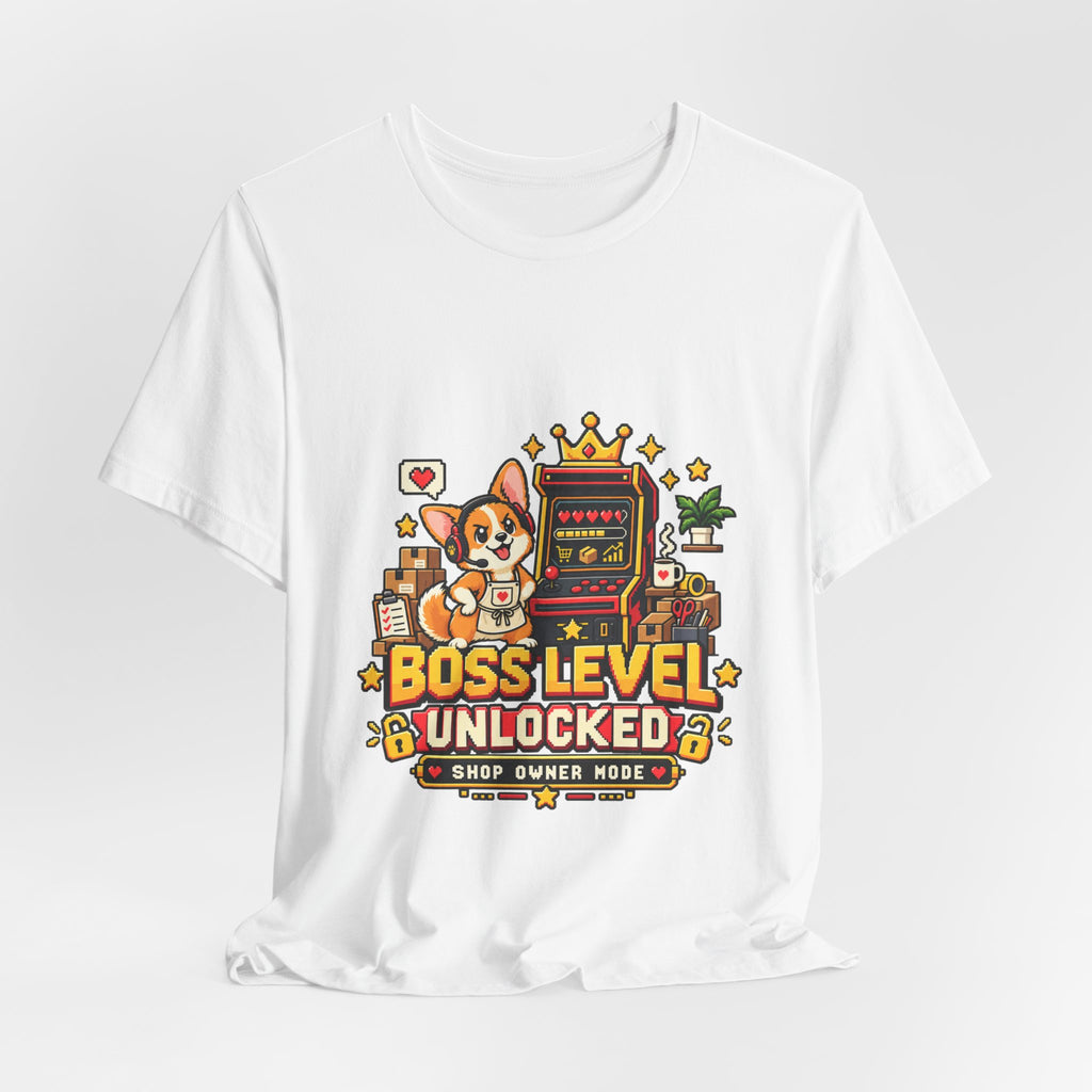 Boss level unlocked corgi shop owner shirt