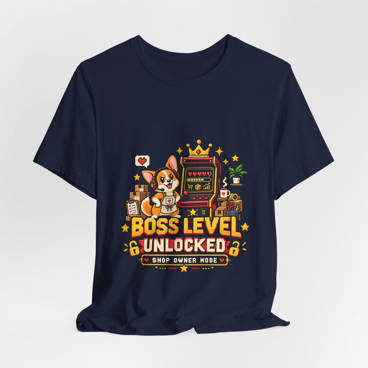 Boss level unlocked corgi shop owner shirt