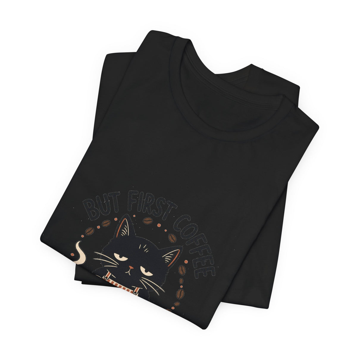 But First Coffee black cat barista shirt