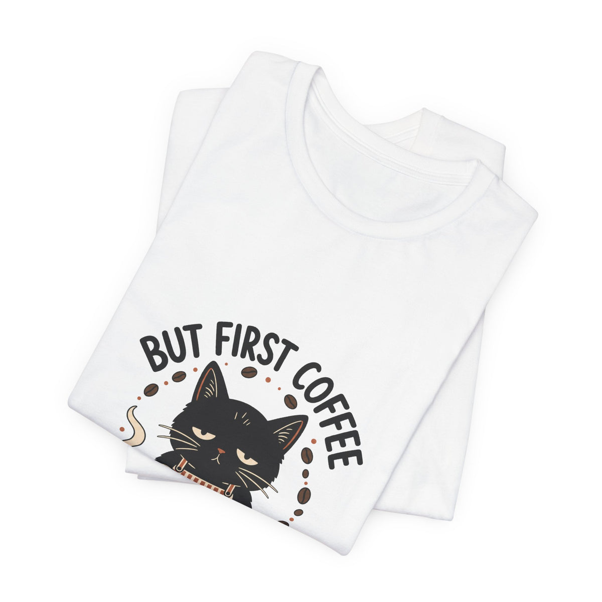 But First Coffee black cat barista shirt
