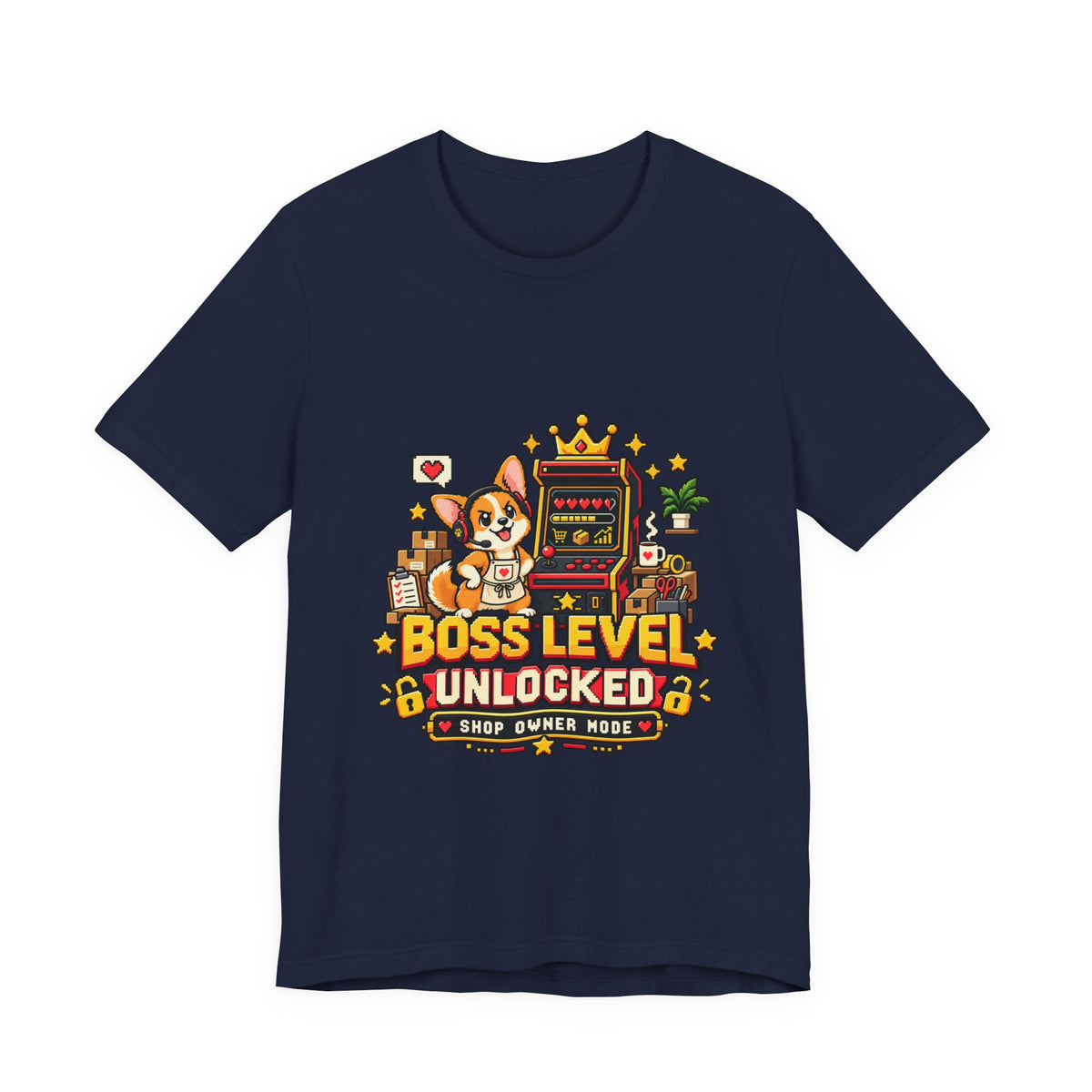 Boss level unlocked corgi shop owner shirt
