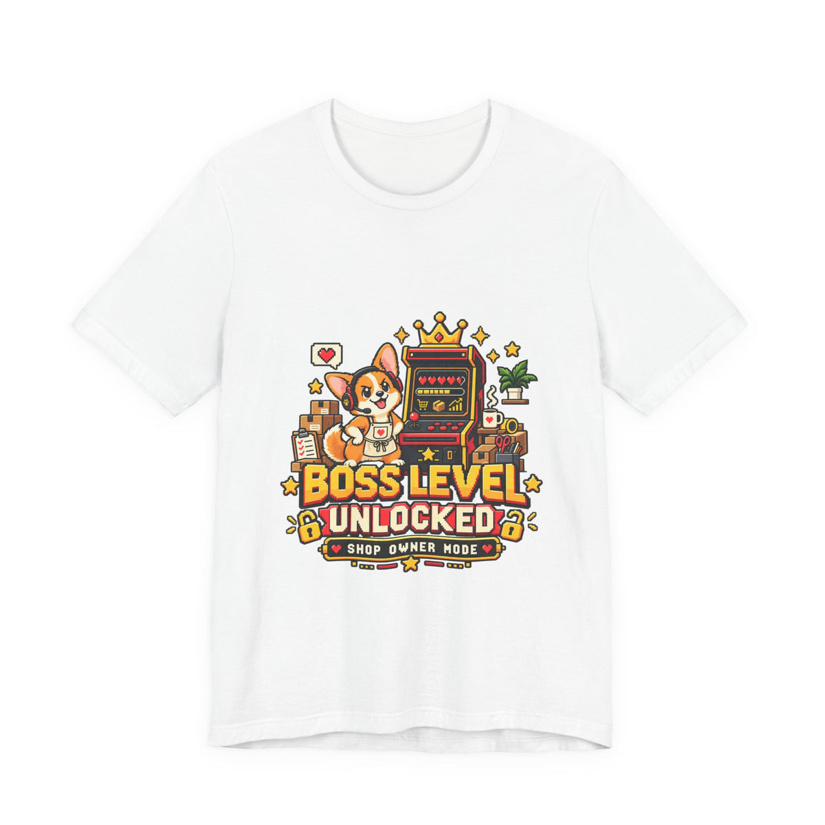 Boss level unlocked corgi shop owner shirt