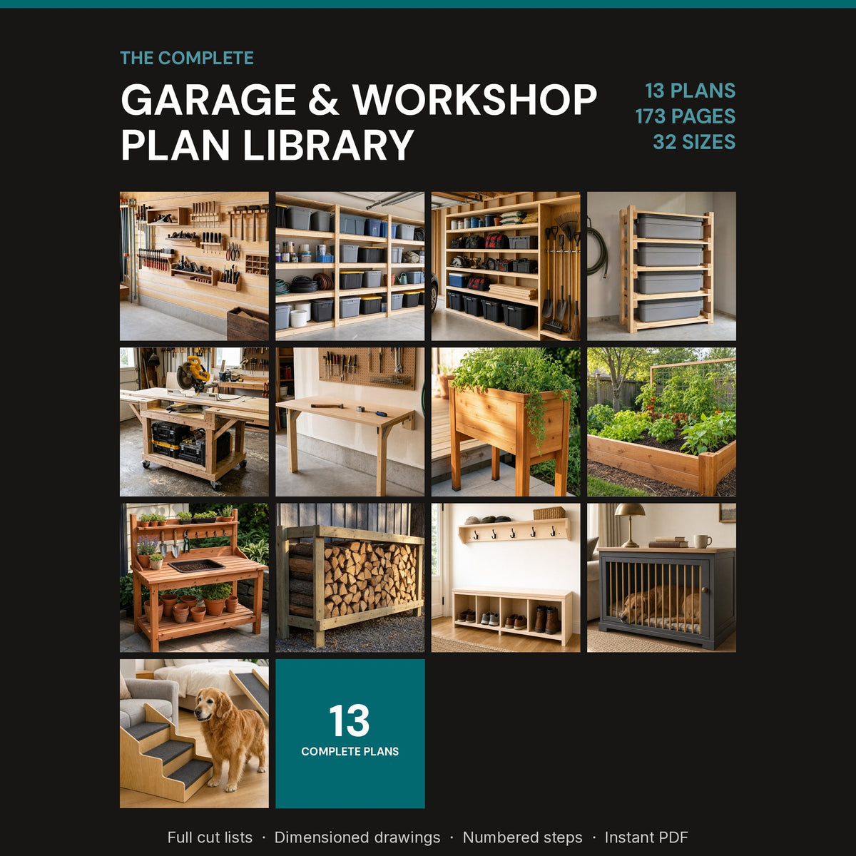 The Complete Garage and Workshop Plan Library - 13 DIY woodworking plans