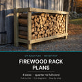Firewood rack plans - 4 sizes from quarter cord to full cord, instant PDF digital download with full cut list
