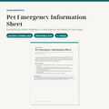 Pet Emergency Information Sheet printable PDF — cover and page preview